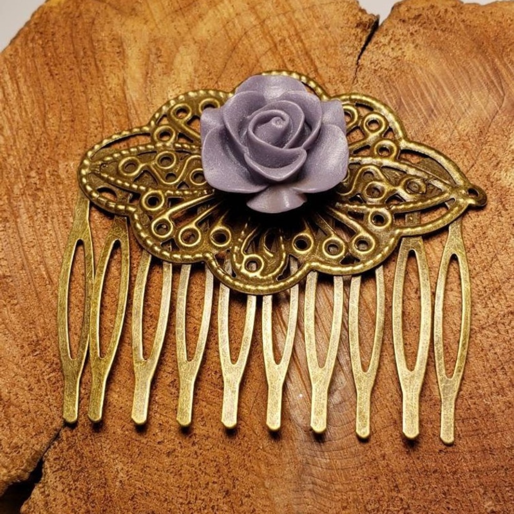 Floral Hair Comb | Bridal | Wedding | Prom | Plum